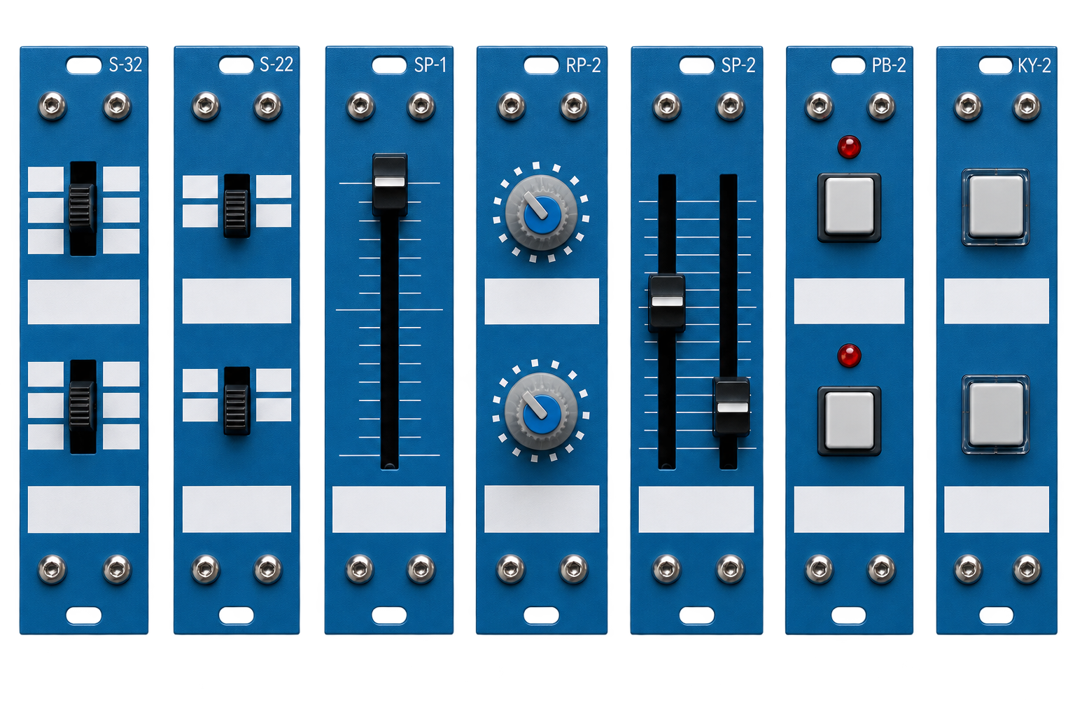 MOMICO modular MIDI controller module family by HAMICOMA including S-32, S-22, SP-1, RP-2, SP-2, PB-2 and KY-2